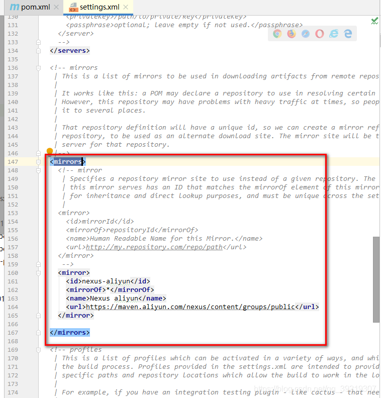 Modify the configuration file mirror address