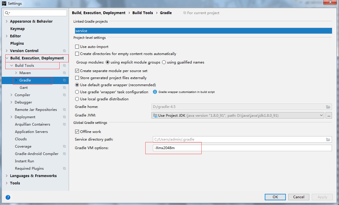 关于IDEA 导入 gradle 项目堆内存溢出的解决方法（gradle VM options 配置）_idea gradle vm