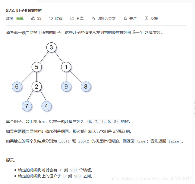 力扣 872 叶子相似的树-CSDN博客