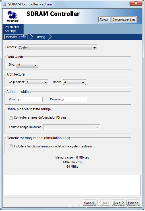 图2-8 SDRAM控制器(sdram)基本属性