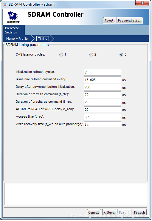 图2-9 SDRAM控制器(sdram)时序参数