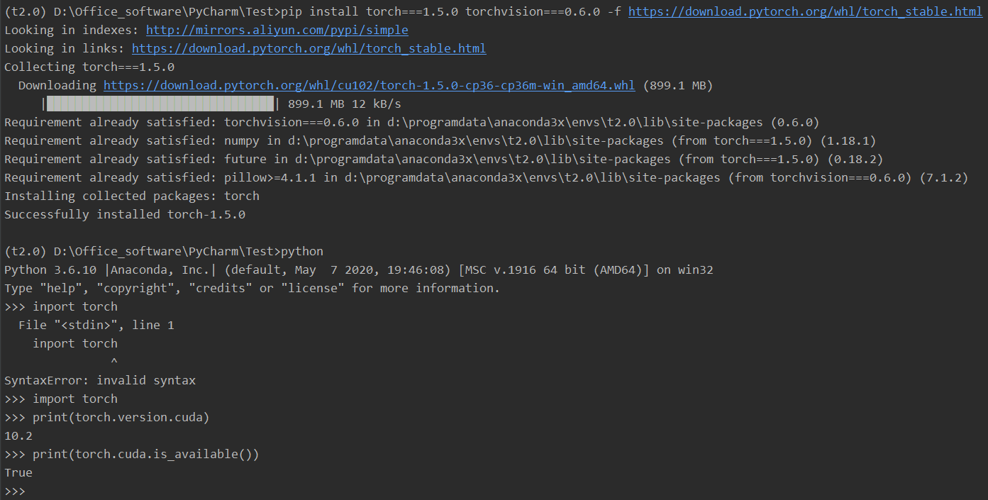 windows10环境下安装anaconda+pytorch+CUDA10.2+cuDDN