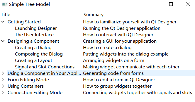 QT5.14.2自带Examples：Simple Tree Model_treeitem(const qvector &data ...