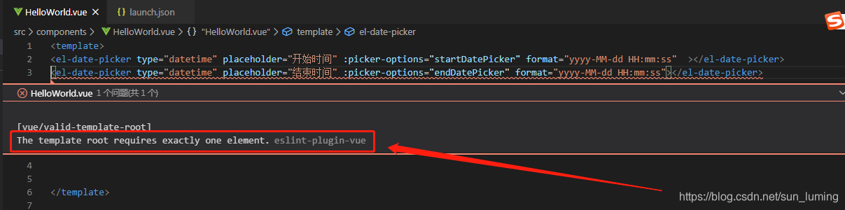 VUE报错：The template root requires exactly one element CSDN博客