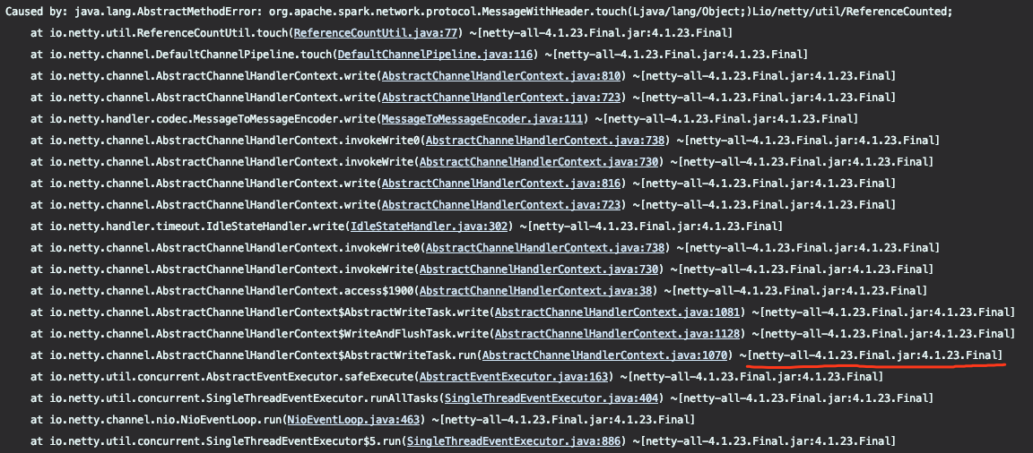 io.netty | ERROR org.apache.spark.network.client.TransportClient - Failed to send RPC