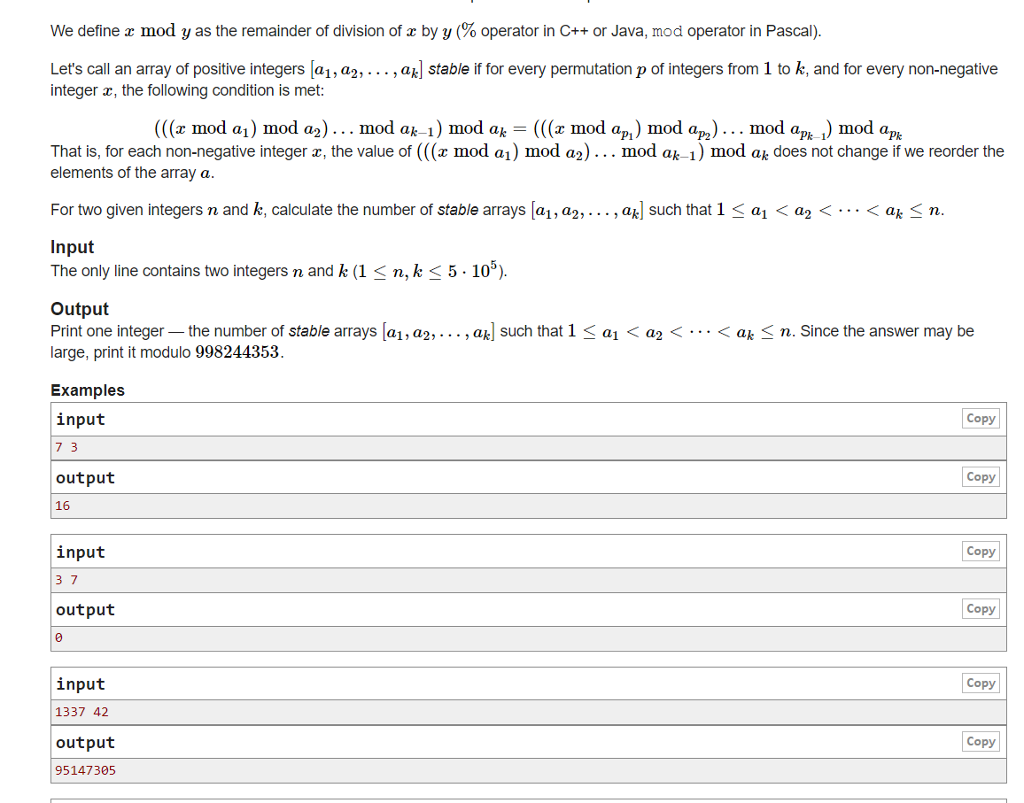 Educational Codeforces Round 88 (Rated for Div. 2) E（数学）