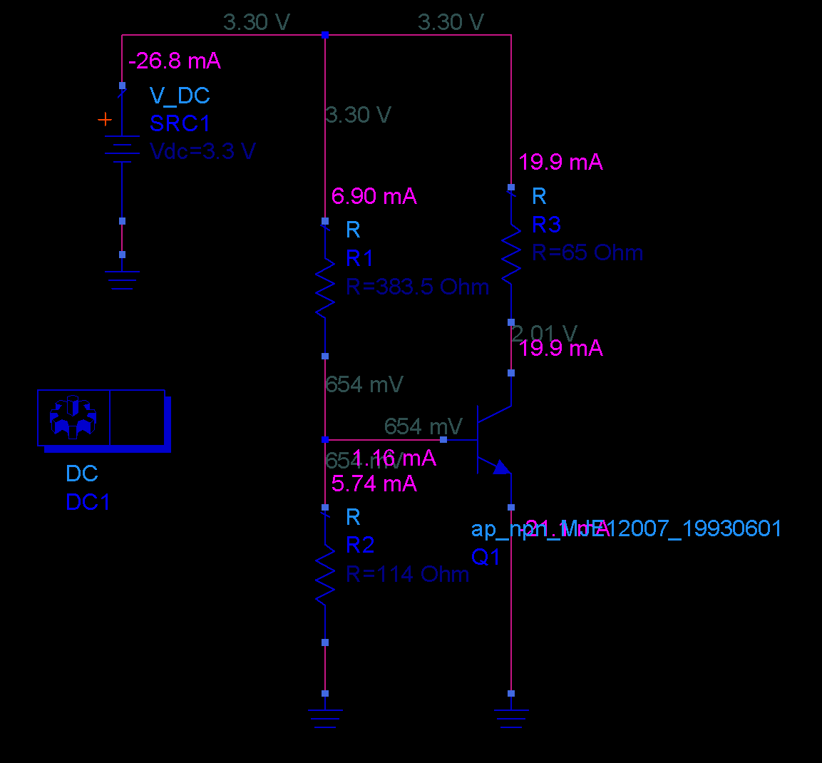 ADS仿真 之 直流仿真示例