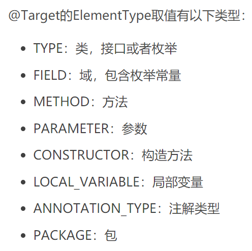 java annotation @ Retention, @ Targe, @ Documented, @ Inherited ...