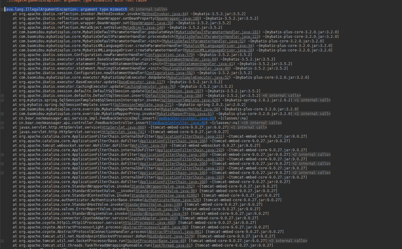 SpringBoot报错java.lang.IllegalArgumentException argument type mismatch_spring boot cause java