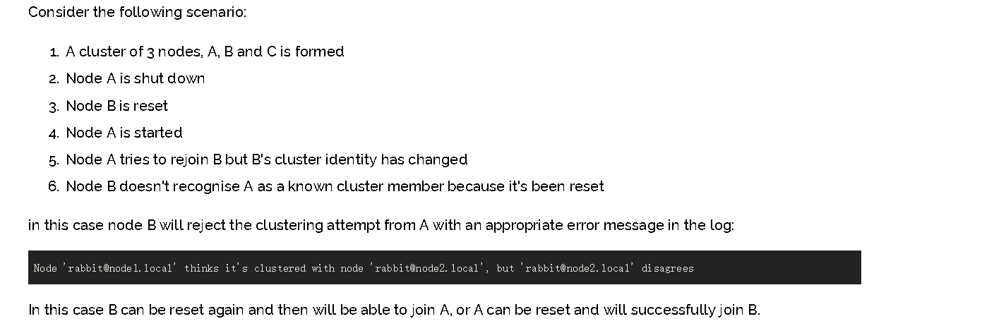 RabbitMQ Node rabbit@node1 thinks its clustered with node rabbit@node2 ...