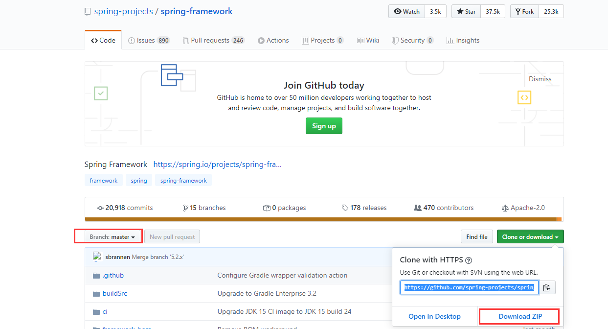 github下载spring源码