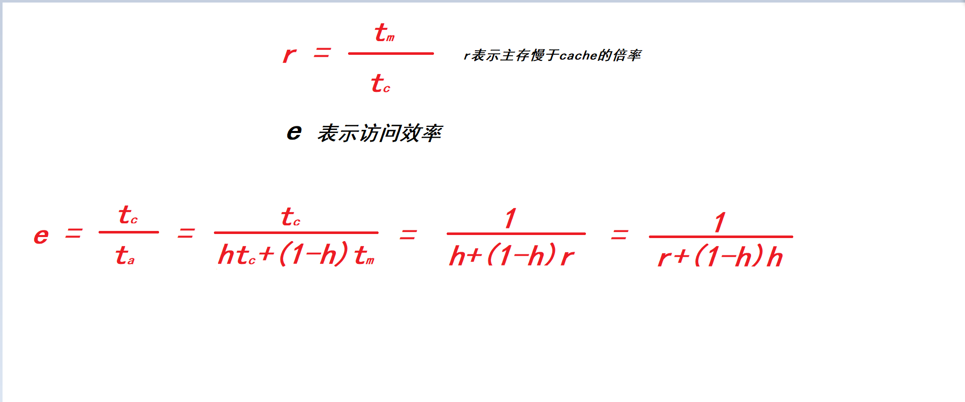 cache命中率、平均访问时间、访问效率的计算公式