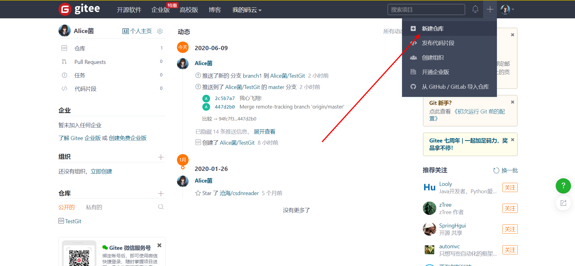 如何通过码云，轻松入门Git？(文末附福利)Alice菌的博客-
