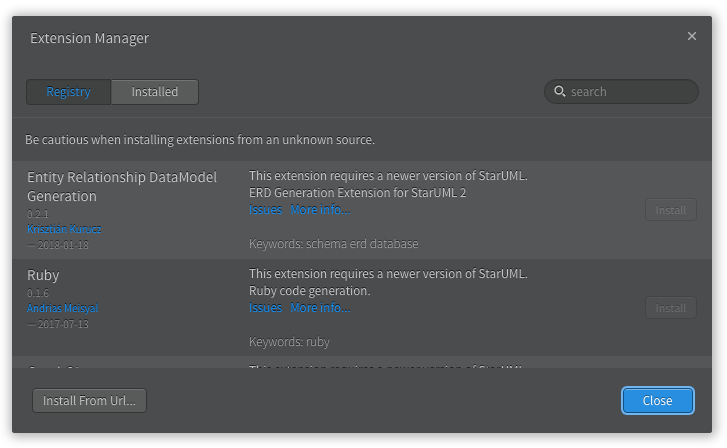 扩展管理器对话框