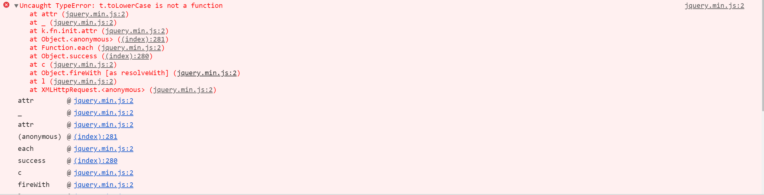 jquery-3.4.1.min.js:2 Uncaught TypeError: e.indexOf is not a function ...