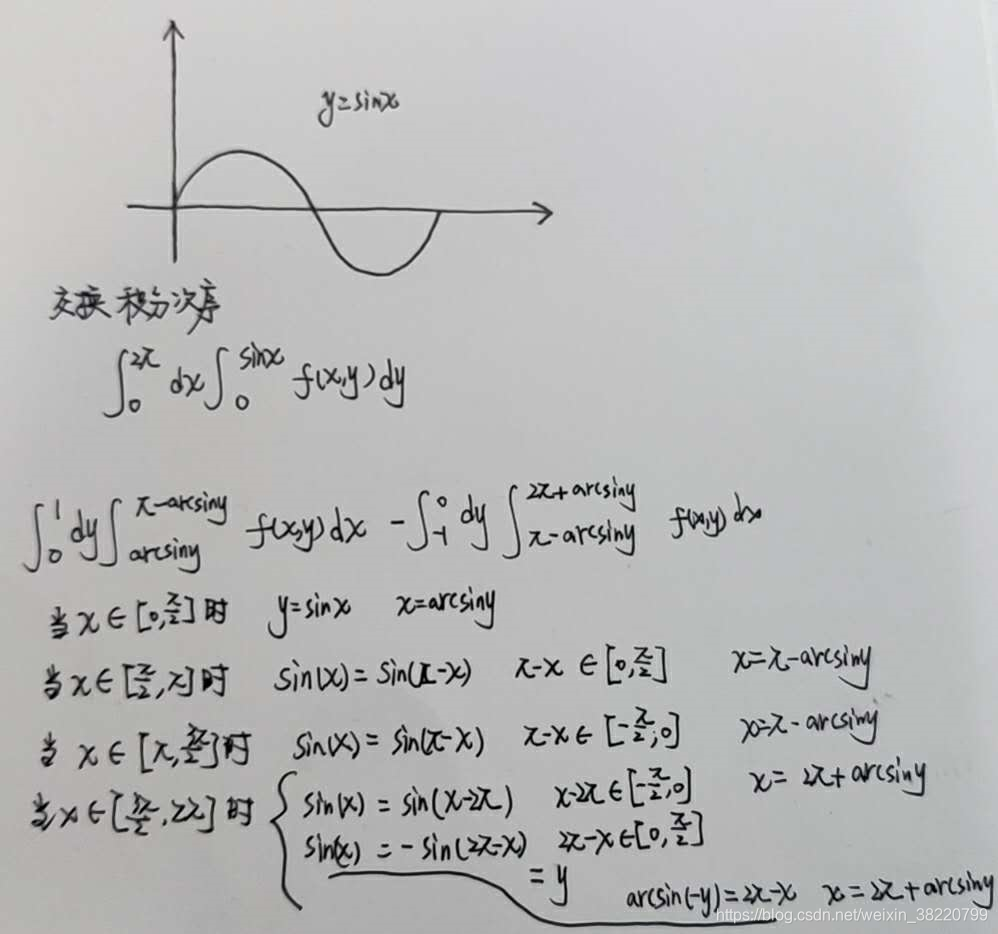 高等数学 二重积分交换积分次序 反三角函数主值区间选择 Chenyu Ma的博客 Csdn博客