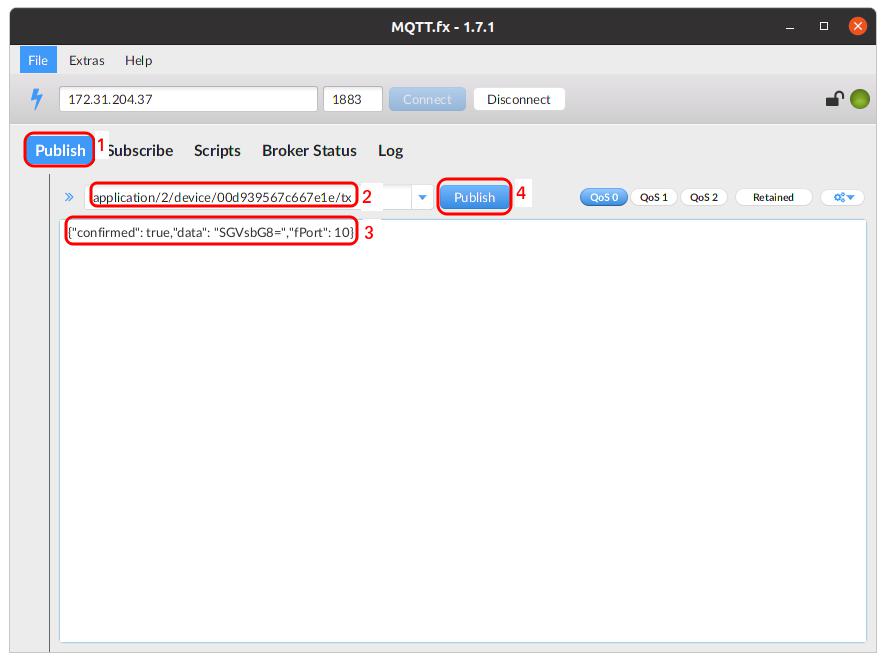 mqtt工具下发数据界面