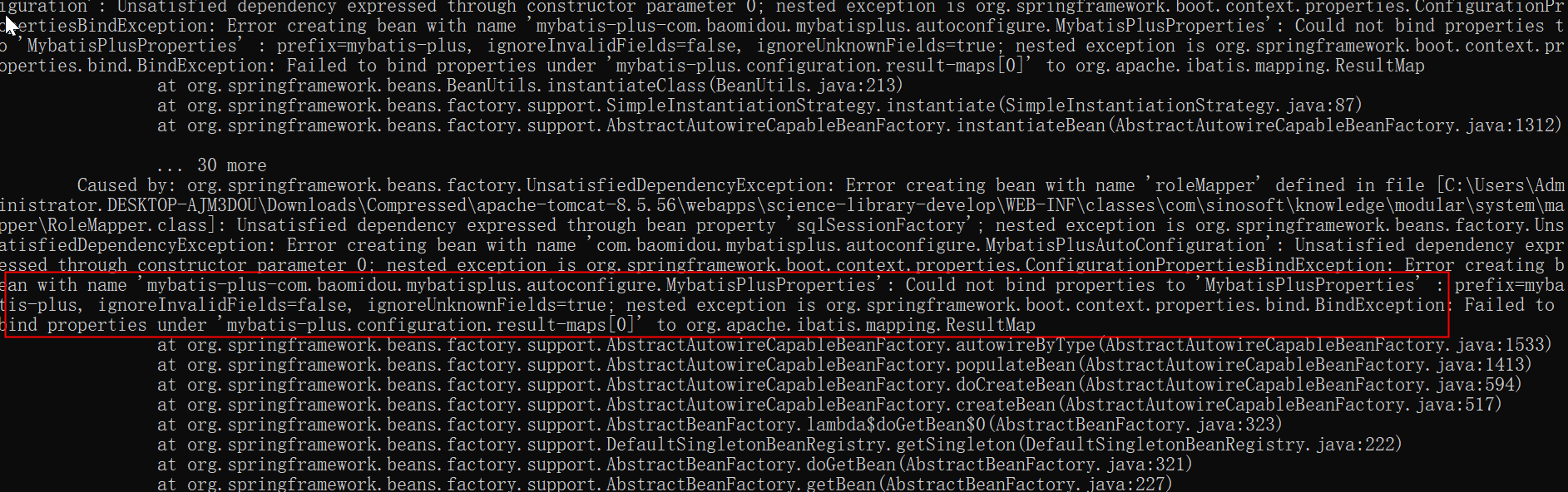 Failed to bind properties under mybatis-plus.configuration.result-maps[0]