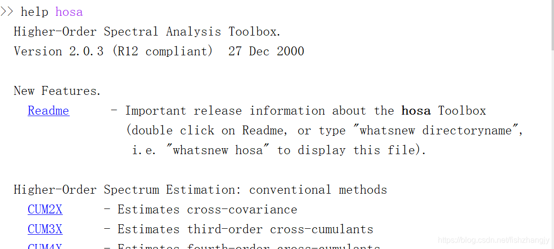 命令窗口输入help hosa