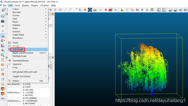 Subsample子采样(CloudCompare软件)-CSDN博客