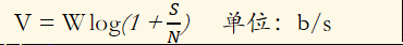 V=W log⁡〖(1+S/N)〗      单位：b/s