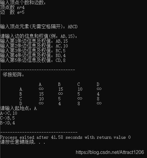 C语言-最小生成树（Prim算法）