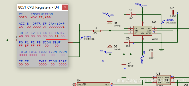 TLC549Proteus仿真&Sallen-Key滤波器&AD736Vrms到DC转换&Proteus查看51寄存器值AEFDOGCCC的博客-