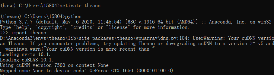 Windows10 cuda10 1 cudNN V7 5 0 theano GPU cuda10 1 Cudnn7 5 0 