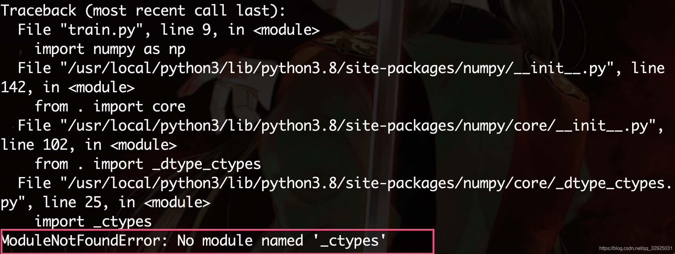 python3.8.3版本报错ModuleNotFoundError: No module named _ctypes_python3.8 ...