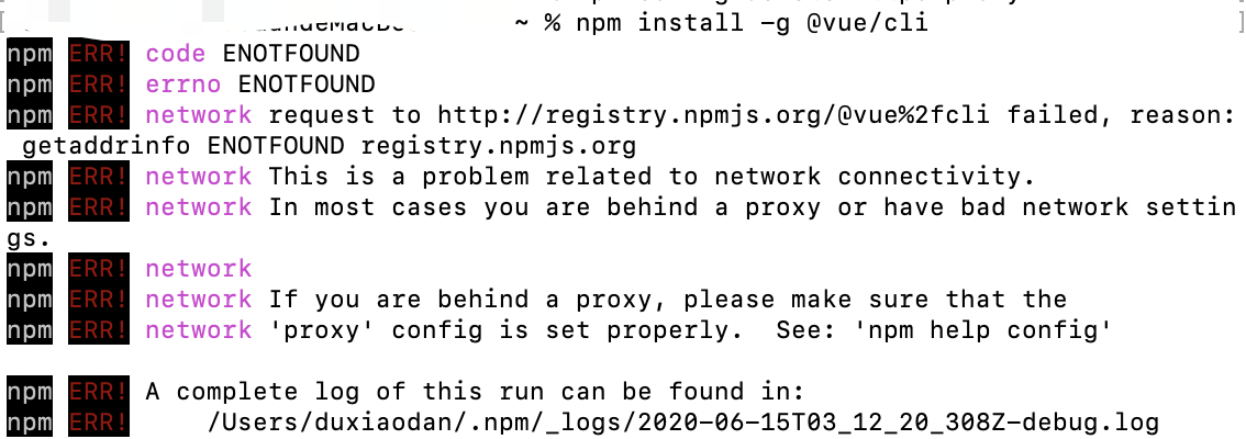 npm install -g @vue/cli 失败Amen的博客-