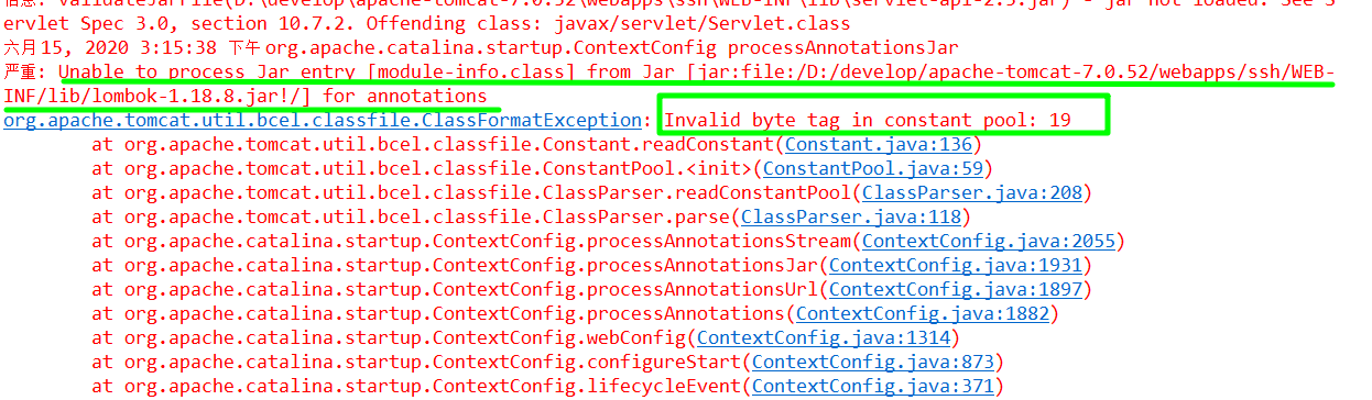 Tomcat报错之Invalid byte tag in constant pool 19