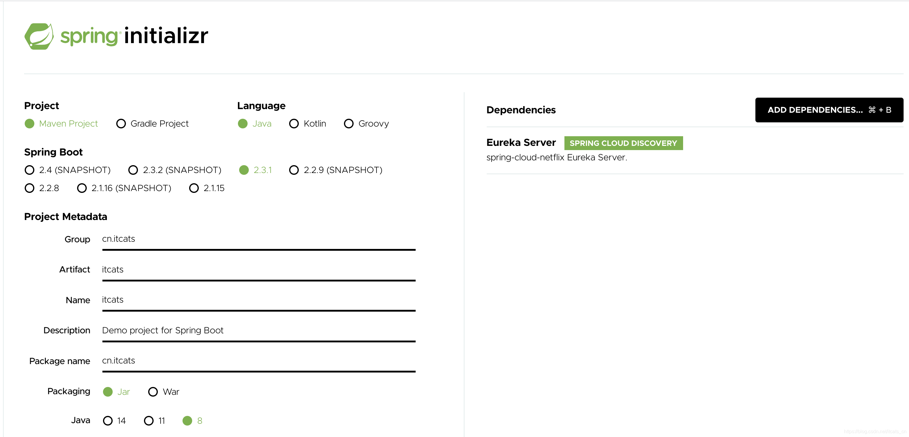 spring官网下载spring cloud项目