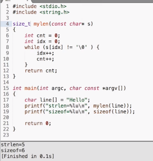 个c出现的位置,返回指针;第二个strrchr表示从字符串右边找到第一个c