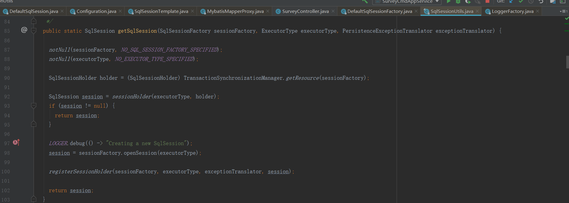 Org apache ibatis session defaults defaultsqlsession 4f9e6460 was not