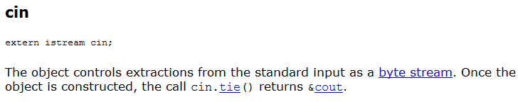 这是MSDN上cin的定义