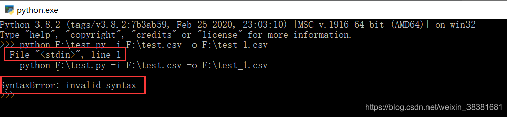 win系统执行py脚本报错:SyntaxError:invalid syntax——File , line 1_windows 执行脚本 ...