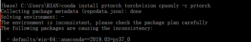 Pytorch Anaconda 安装CPU版本