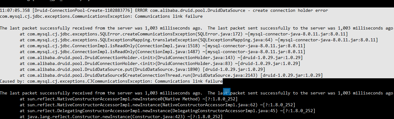 后台报com.mysql.cj.jdbc.exceptions.CommunicationsException: Communications link failu问题的解决方案阿啄debugIT-