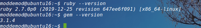Ubuntu16.04安装最新版ruby环境、moddemod-