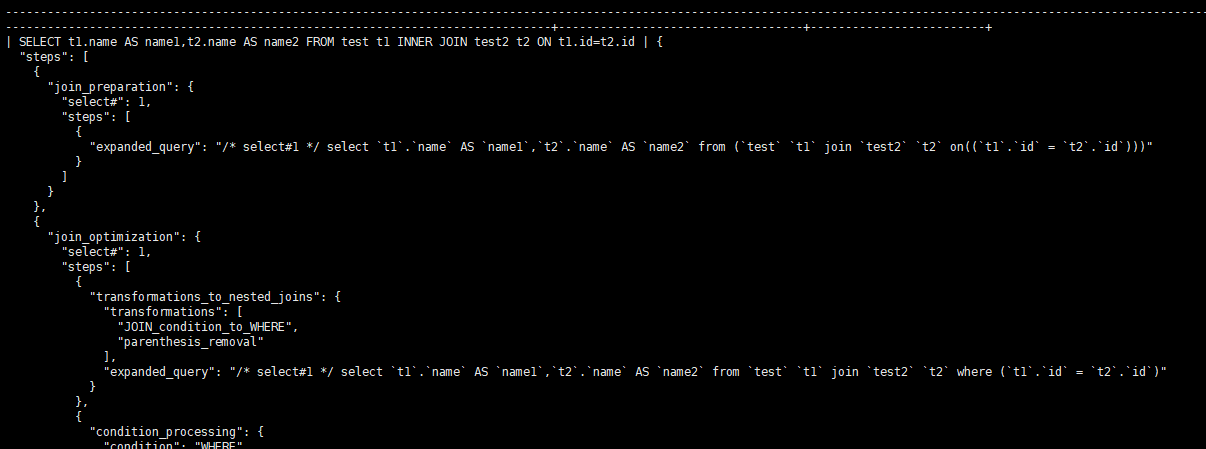 mysql optimizer trace