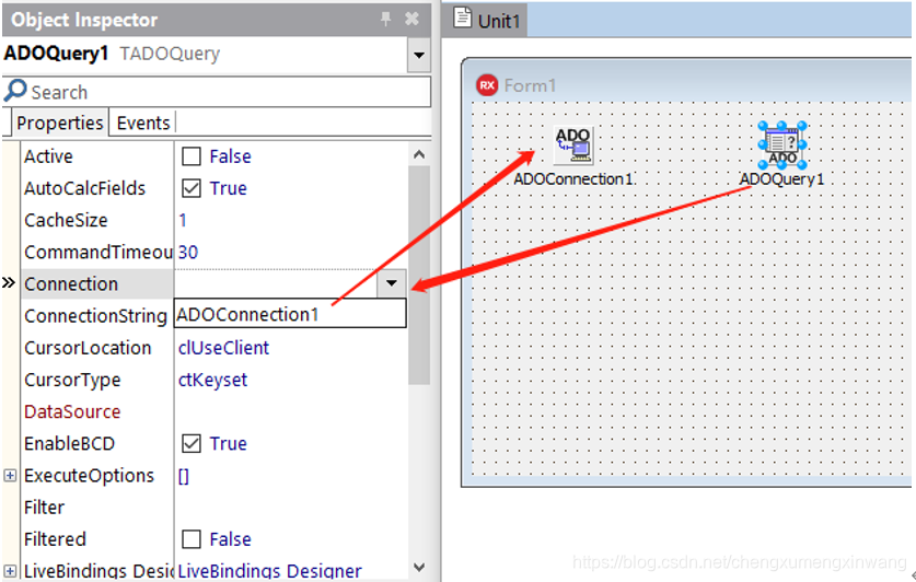 【Delphi】ADOConnection连接数据库、ADOQuery执行SQL语句、StringGrid填充数据集_delphi