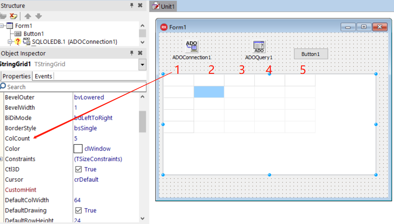 【Delphi】ADOConnection连接数据库、ADOQuery执行SQL语句、StringGrid填充数据集 ...