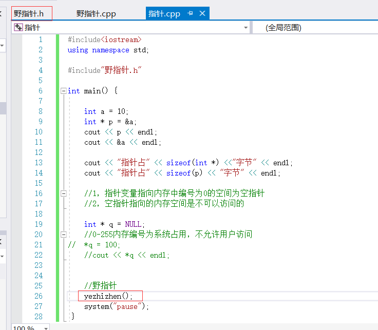 C++  空指针和野指针