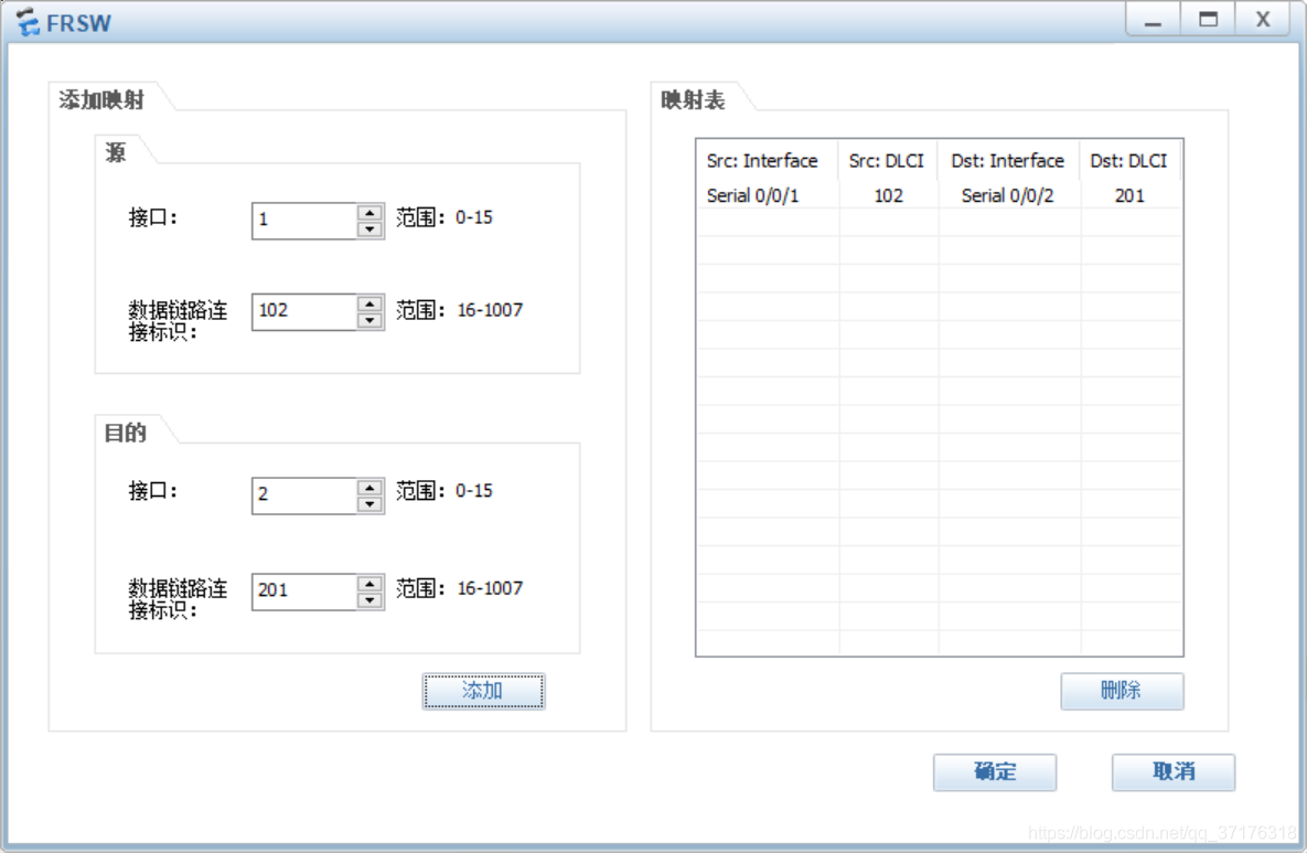 1.在帧交换机上建立一条PVC，