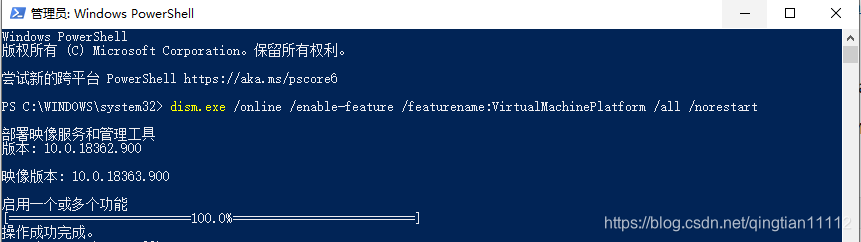  使能’Virtual Machine Platform’组件