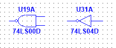 图2.6 数字钟-74LS04D和与74LS00D