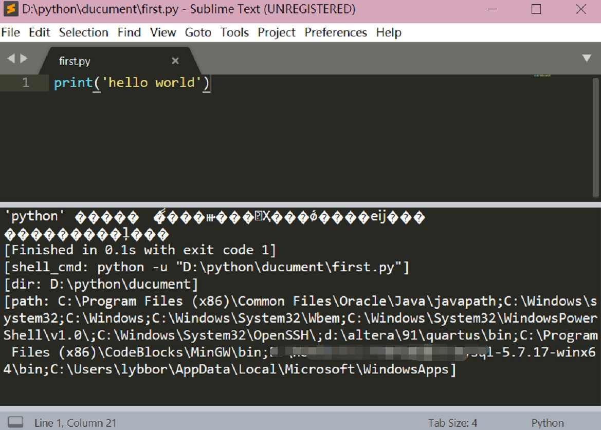 sublime text 3 python build