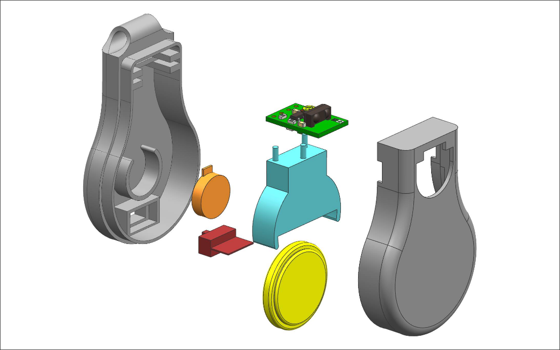 ▲ PULSE的3D打印外壳以及组装爆炸图