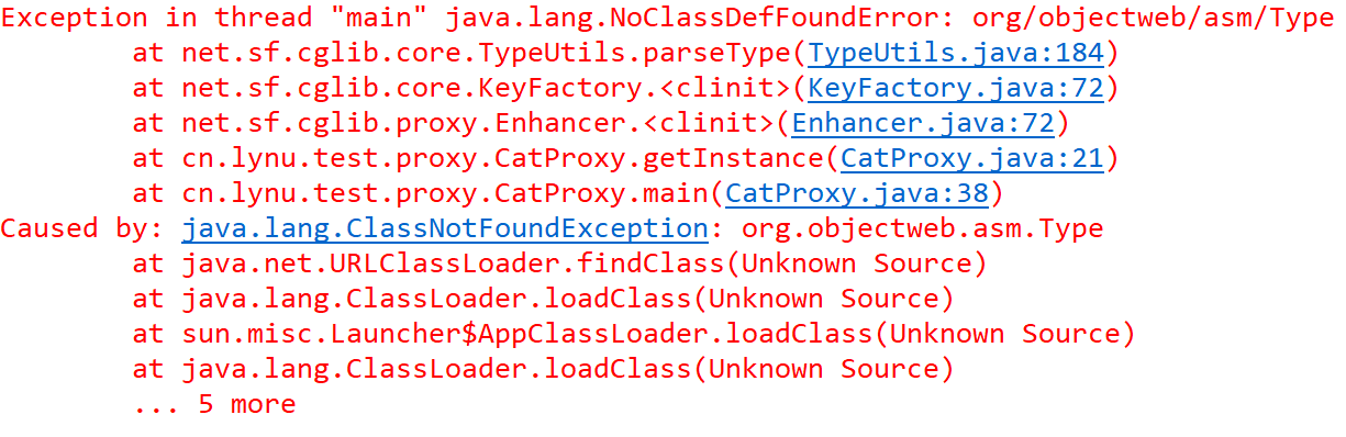 解决java.lang.NoClassDefFoundError: org/objectweb/asm/Type ...