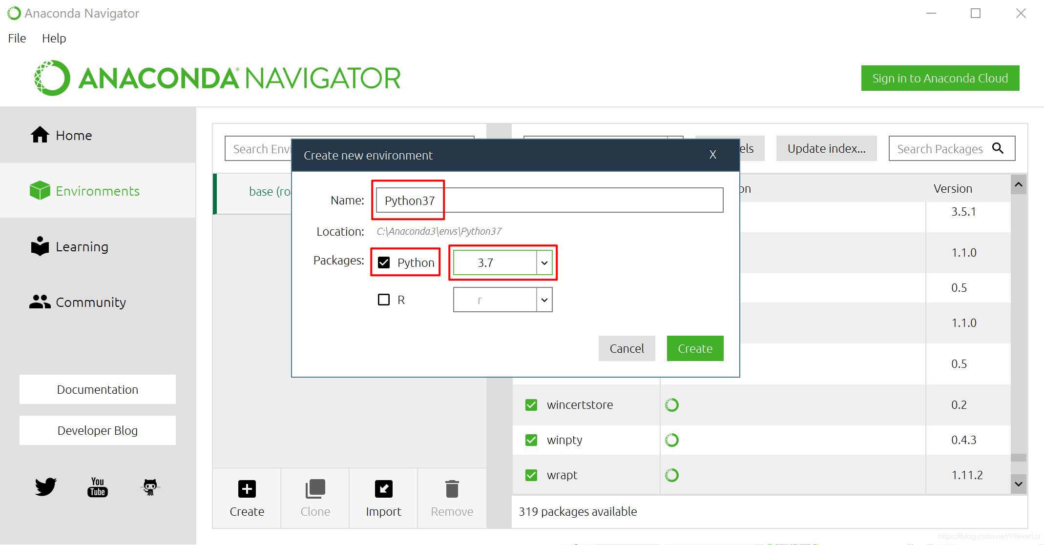 环境名称、语言类型及版本
